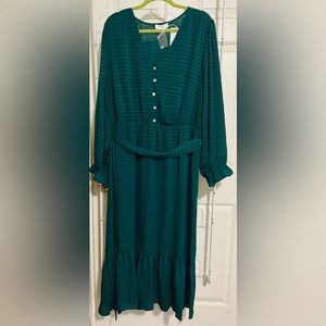 Women’s 3xl Gilli long sleeve dress, lined.  Beautiful emerald green color. NWT.
